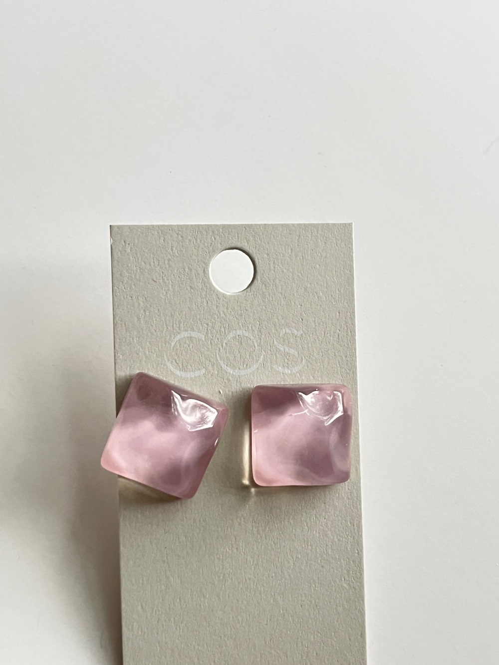 COS Pink Square Resin Stud Earrings